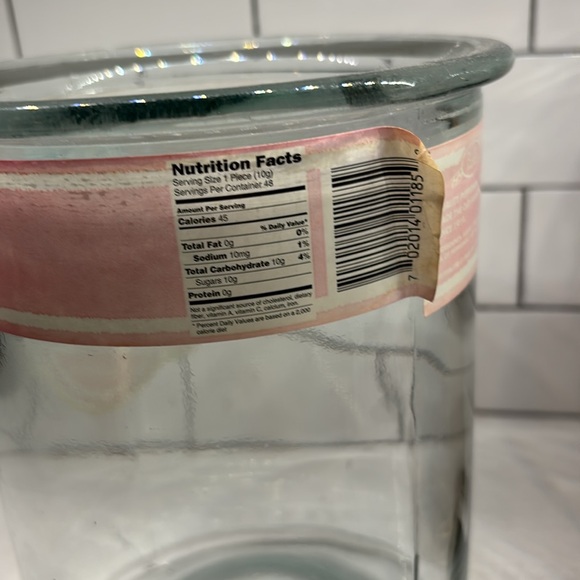 VINTAGE BOB'S PEPPERMINT CANDY CLEAR DISPLAY 40OZ CROCK CANDY JAR no lid - Picture 3 of 6